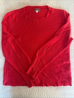 J. Crew Cashmere Bright Red Crewneck Sweater